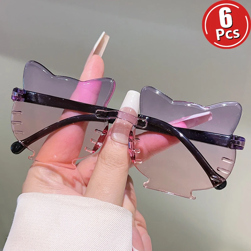 1/6 Stück süße Katzen-Sonnenbrille für Kinder, 2025, neue mehrfarbige Farbtöne, trendiges, stilvolles Design, Farbverlauf, Bonbonfarben, Kinder-Sonnenbrille – Detail 7