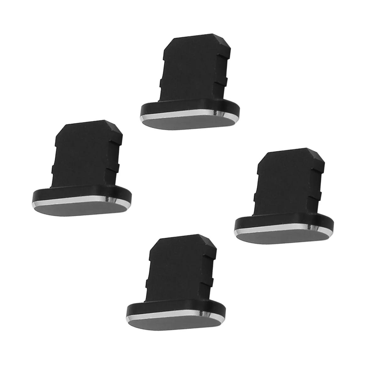 A17Z 4 조각 방진 플러그 충전 포트 스토퍼 캡 소프트 하우징 슬림 케이스 커버 for iPhone for iPhone 13/12/11-Black