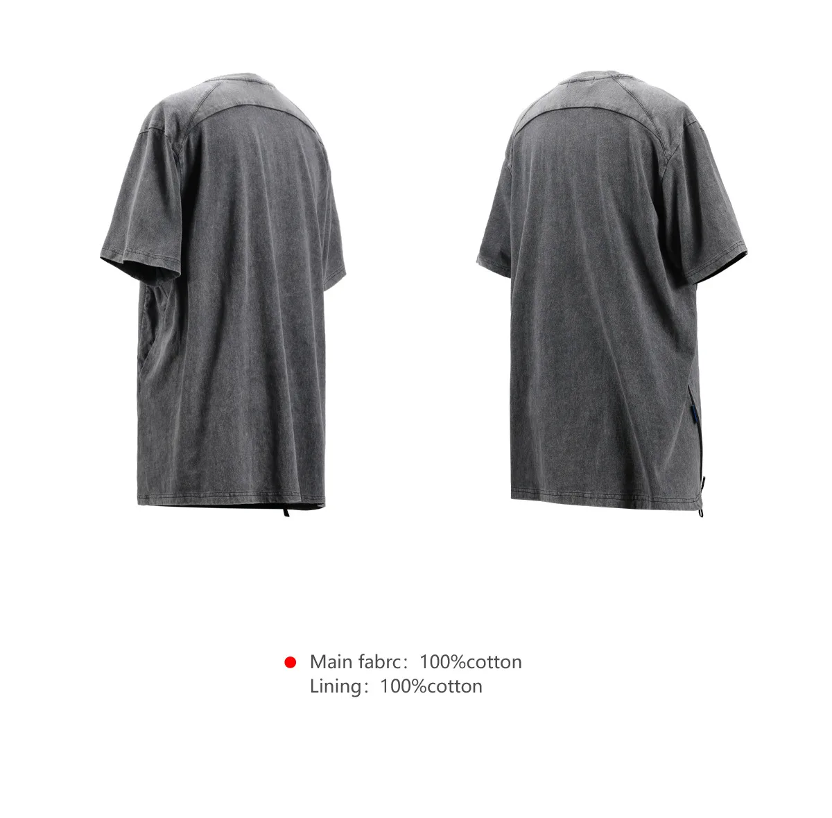 Reindee Lusion 22ss 3d batik wash short sleeve t-shirt diamond shaped structure pure cotton  adjustment zipper techwear gorpcore
