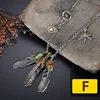 Luxury GORO'S Feather Necklace Men Stainless Steel Chain Takahashi Turquoise Hiphop Eagle Claw Pendants Jewelry 3