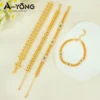 Arabic Fashion Zirconia Bracelet 21k Gold Plated Italian Elegant Hip Hop Cocktail Bracelets Dubai Women Daily Party Jewelry