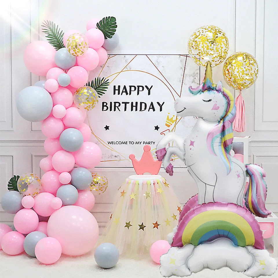 PALLONCINO UNICORNO GIGANTE grande autogonfiabile bambina festa compleanno EUR 4,76 - IT