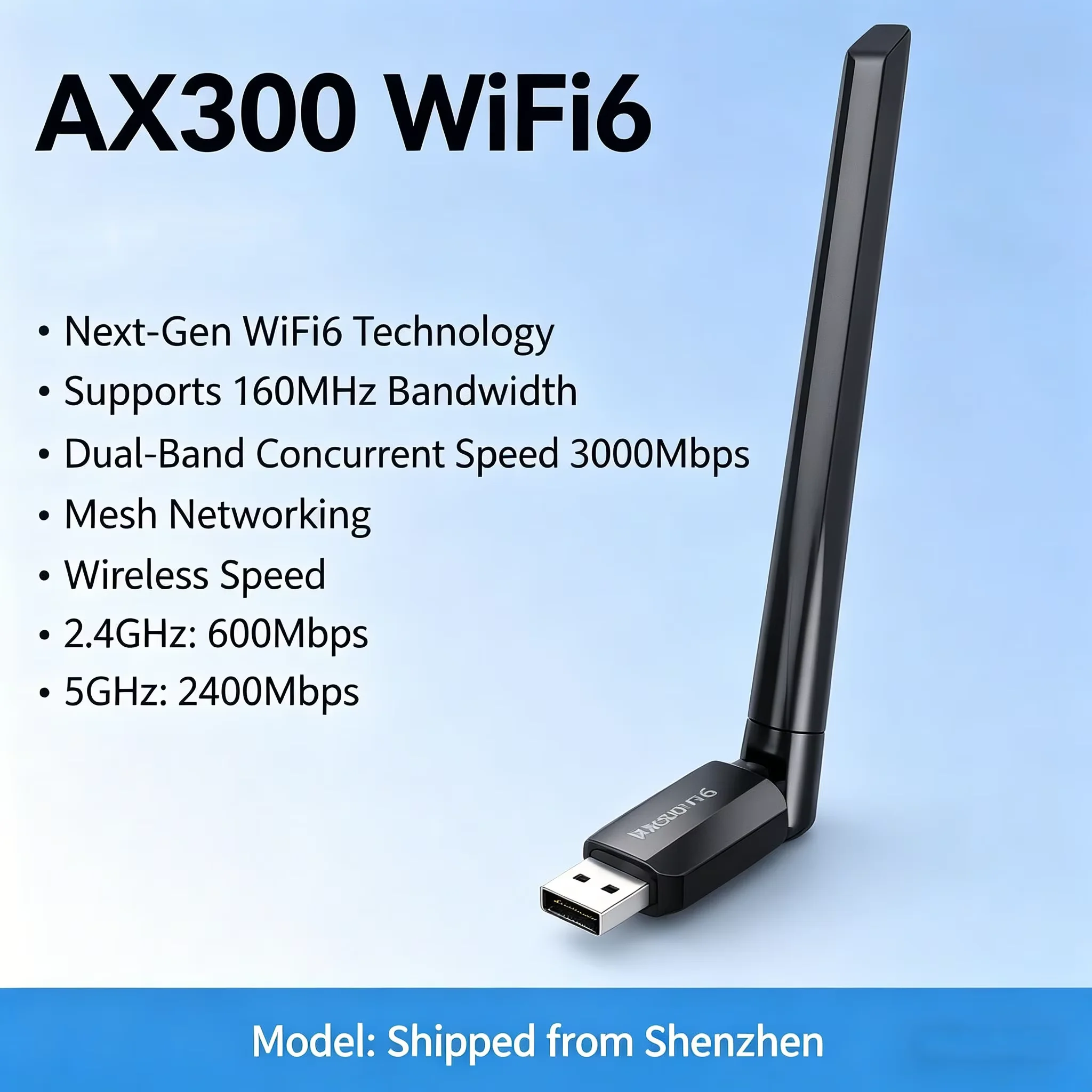 SAMZHE WiFi 6 USB 무선 어댑터, 데스크탑 PC/노트북용 듀얼 밴드 5G/2.4G 기가비트, 고속 핫스팟, 외부 네트워크 카드