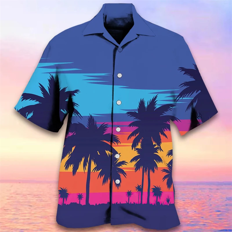 thumbnail image 1 of Camisas hawaianas para hombre, estampado tribal de árbol de coco en 3D, ropa para hombre, ropa deportiva holgada de gran tamaño, camisa de manga corta de diseñador callejero, 1 of 5