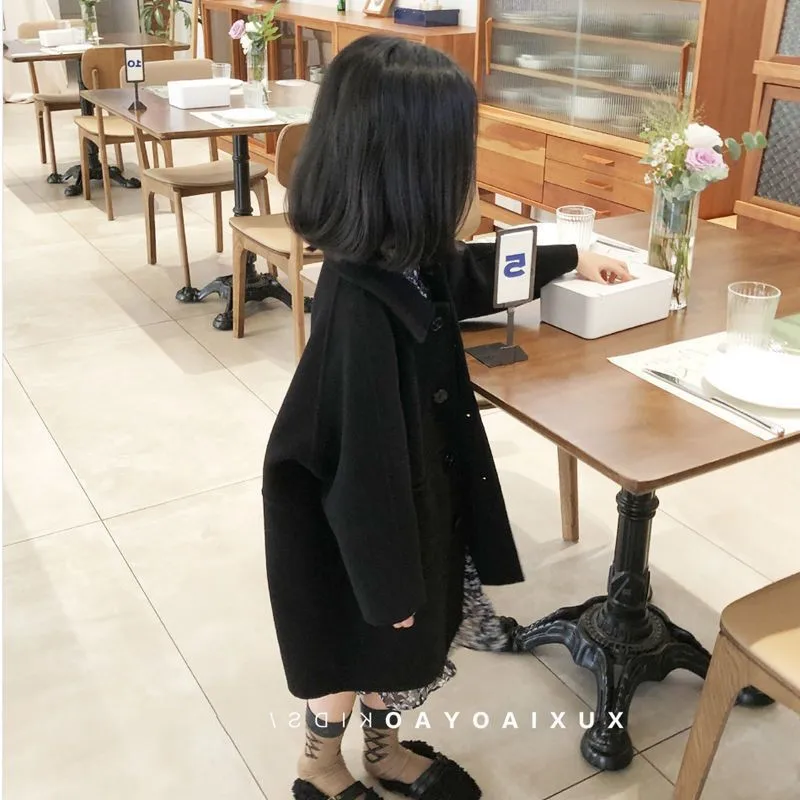 Girls Wool Coat Jacket Outerwear 2022 Lasted Warm Thicken Plus Velvet Winter Autumn Cotton School Teenagers Children's Clothing