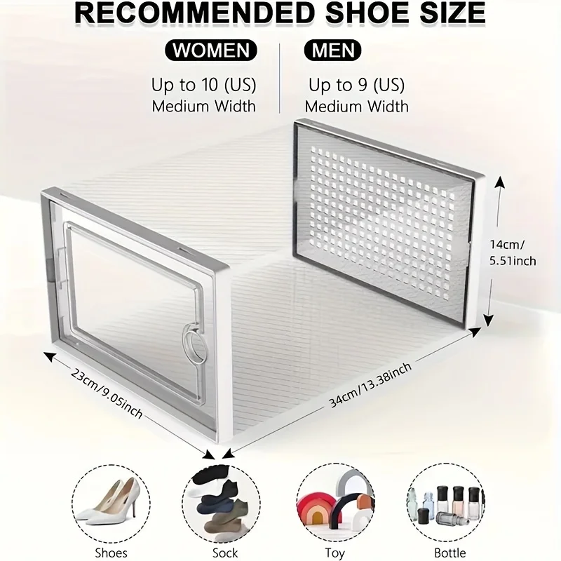 12 Pc / 24 Pc Large Capacity Modular Space-Saving Shoe Box, Transparent Plastic Stackable with Lid, Sneaker Display Box, B 6