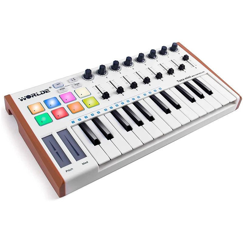 MIDI Controller 25-Key Portable USB Keyboard and Drum Pad Music Arranger Electronic Sound Controller
