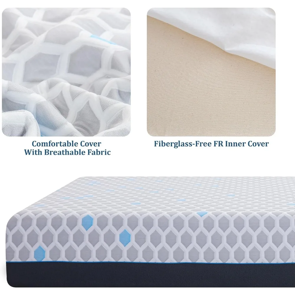 Twin size,Charcoal Gel Cooling Memory Foam Mattress in a Box,Medium Fiberglass Free Mattress Made in USA,CertiPUR-US Certified 4