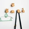1pcs Wooden Hooks Cute Lion Elephant Giraffe Wall Keychain Coat Hook Room Decoration Solid Wood Hook Hanger Kitchen Accessories 1