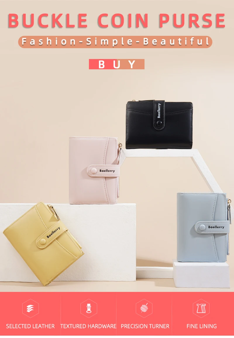 Neue Einfache Kurze Frauen Brieftasche Luxus Marke Karte Halter Weibliche Geldbörsen Zipper Karte Taschen Foto Halter Weiche Brieftaschen Für Mädchen – Detail 1