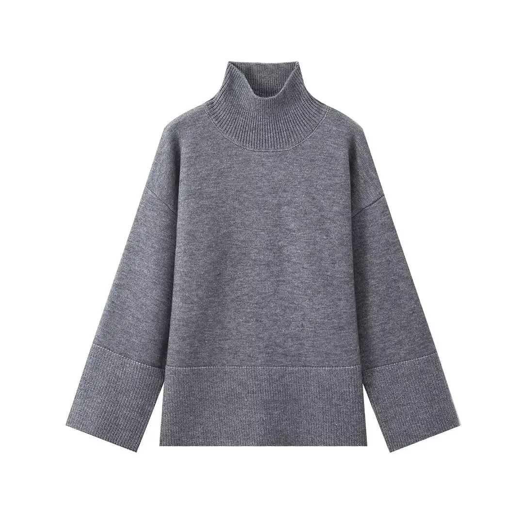 

Women New Fashion Loose Thickened Knitted Sweater Vintage High Neck Long Sleeve All-Match Casual Female Pullovers Chic Tops