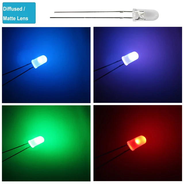 50-Pack 10mm White Round Top Diffused LEDs – 5000mcd, 2-Pin, Bright Bulb Replacement