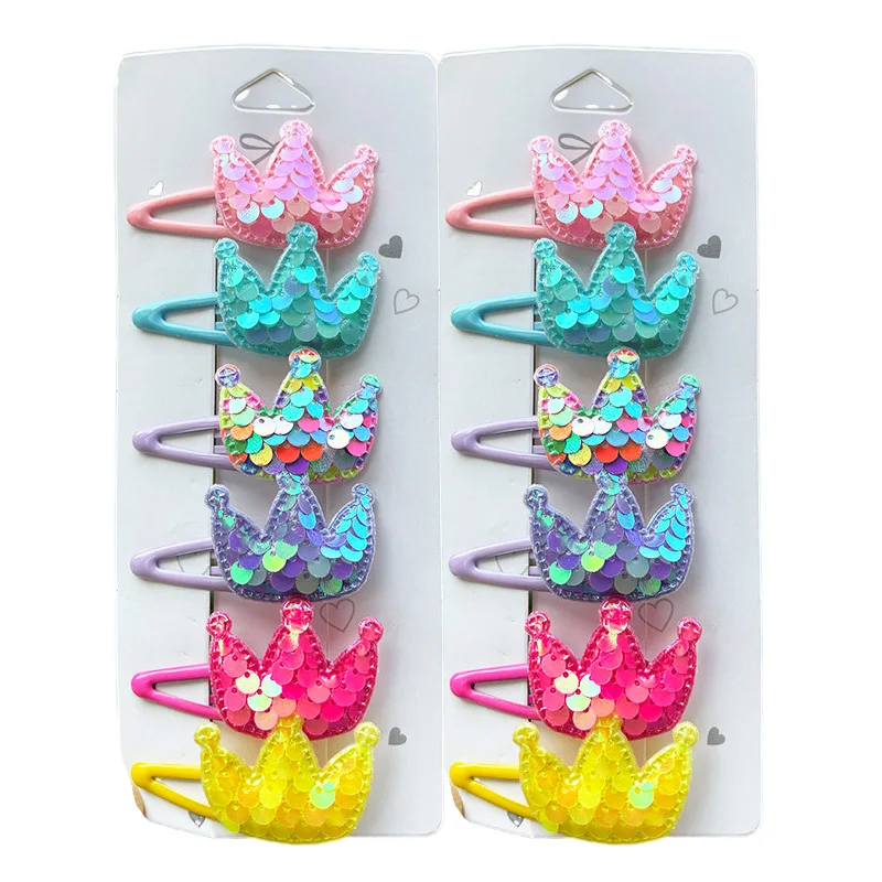 

2PCS Princess Sequin Fish Scale Crown Girls Hairpins Children Lovely Headwear Hairgrip Hair Clips Barrettes Hair Accessories