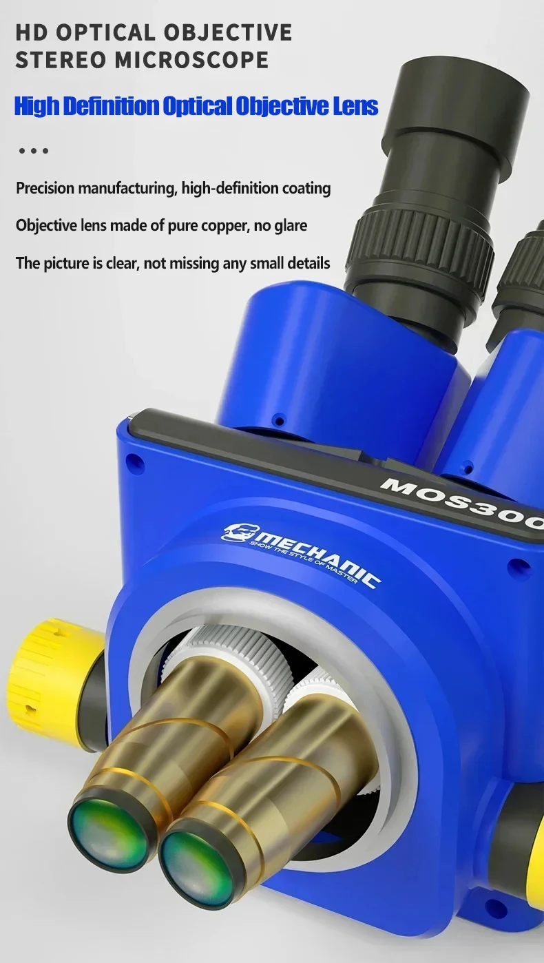 Description Picture 5 of itemMECHANIC MOS260-B11/MOS300-B11 Binocular/Trinocular Stereo Microscopes 6-45X Continuous Zoom for Mobile Phone PCB Repair Tool