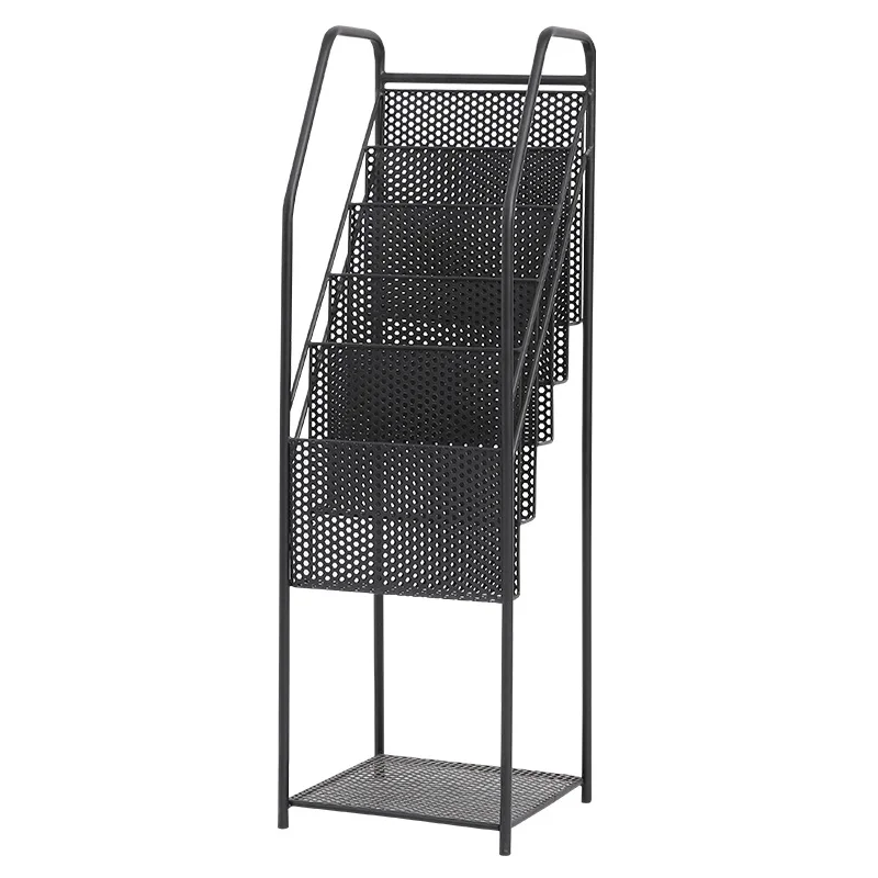 Golden Iron Magazine Rack MultiLayer Bookshelf, Office Display Shelves, Room Decor Storage, Elegant Organization