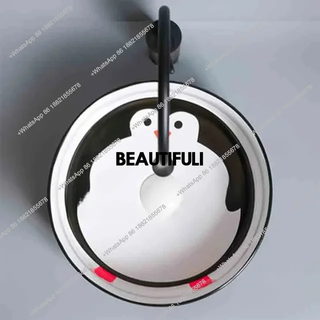 อ่างล้างหน้าแบบตั้งพื้นทรงกลมเซรามิก อ่างล้างหน้าสำหรับห้องน้ำ อ่างล้างหน้าสำหรับเด็ก 3