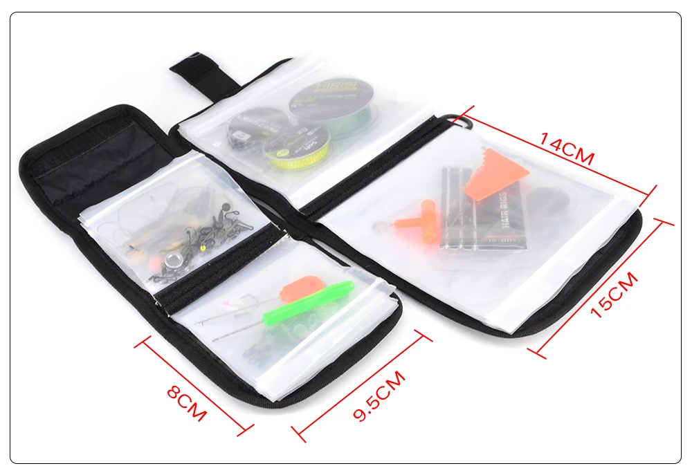 Hirisi Fishing Rig Bag Tackle Zubehör Aufbewahrungstasche für Karpfen Angelgerät Rigs Wallet Hair Rigs Transparente Tragetasche – Detail 3