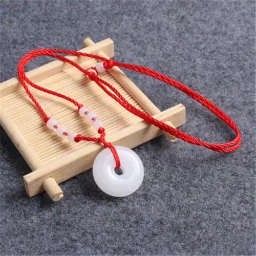 Pendant Necklace Natural Multicolor Jade Doughnut Pendant Agate Necklace Fashion Accessories for Women Men