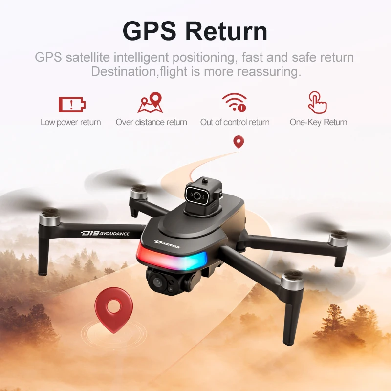 Drone GPS D19 8K Double Caméra Moteur Sans Balais Écran 4.5"