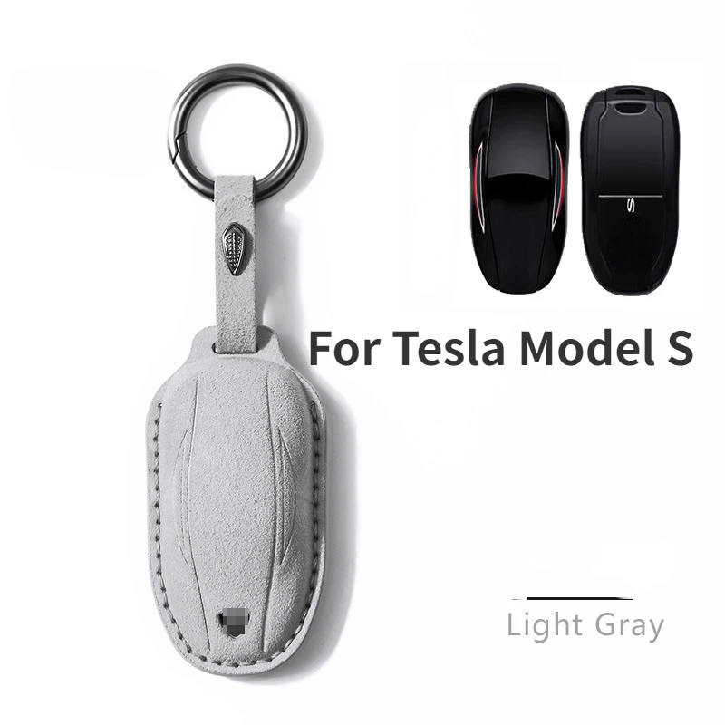 Luxurious Suede Car Key Case with Keychain and Button Protector