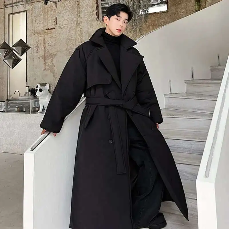 LUZHEN Winter Stylish Double Breasted Long Padded Coat Men&rsquo;s Original Design Thickened Knee-length Trench Trendy New Cac4db