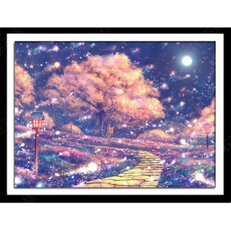 

5D Diamond Painting Starlight Sakura Full Diamond Art Embroidery Restaurant Office Home Wall Decor Diamond Cross Stitch Kits