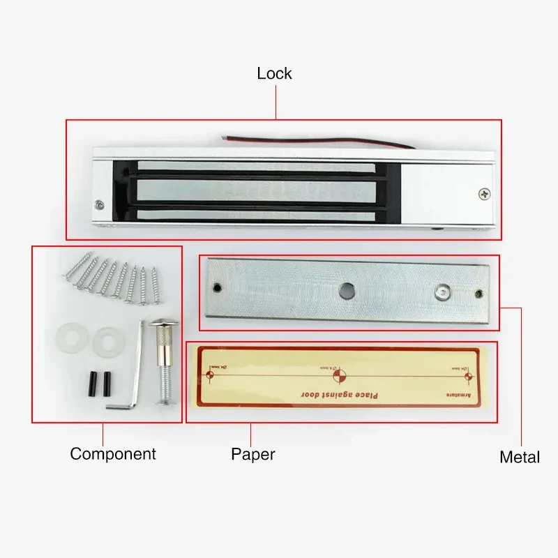 מנעול אלקטרומגנטי 5YOA DC12V 180 קילוגרם 350 פאונד עם כוח החזקה, מערכת בקרת גישה לדלתות אלקטרוניות