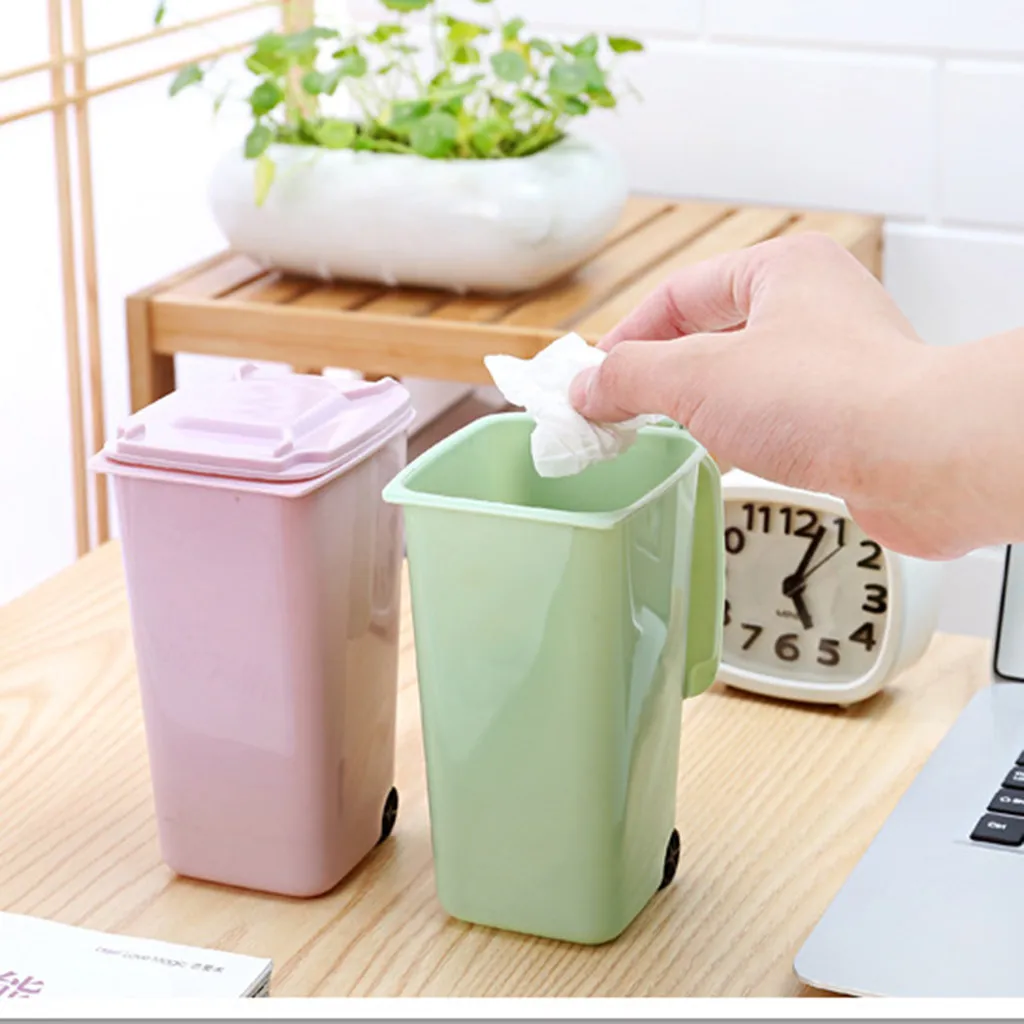 Mini Plastic Trash Can Storage Desktop Organizer Pen Pencil Holder Car Trash Can for Car Office Home Storage Bin Accessories car trash can