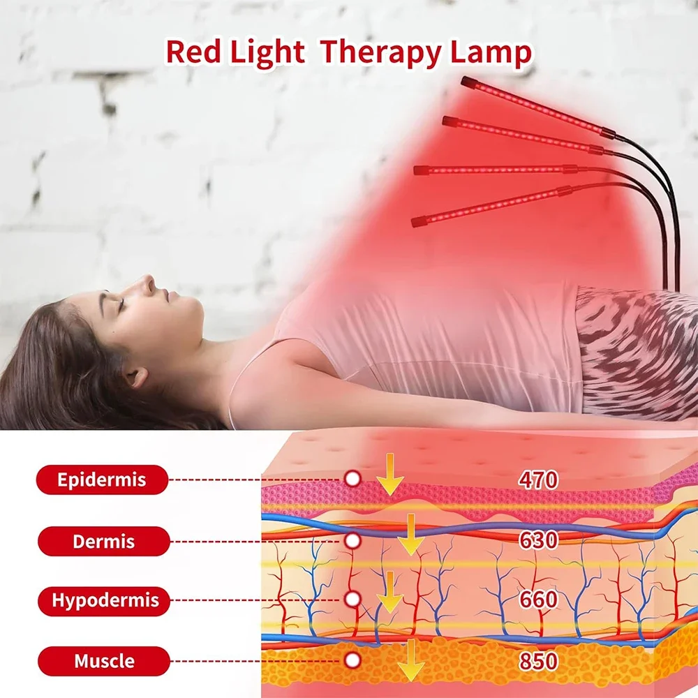 Red Light Therapy Lamp For Full Body 660nm&850nm Infrared Light Device Face LED Body Pain Stress Relief Daily Skin Care