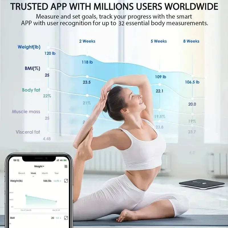 Intelligent Bluetooth electronic weight scale wireless digital bathroom scale precise measurement of body fat percentage smart weighing scale