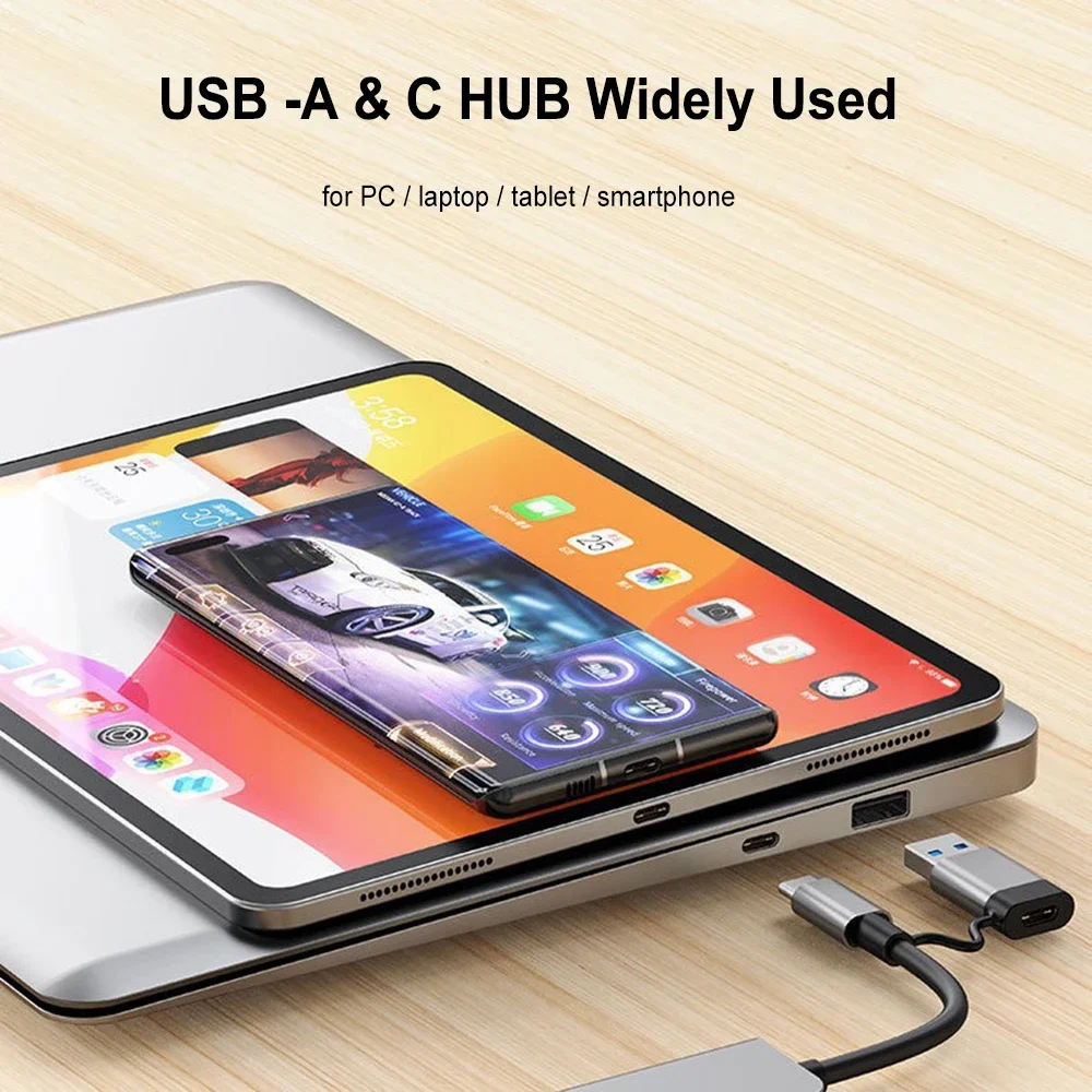USB C Hub USB Splitter 8 in 2 USB Extender USB 3.0 Type c Dock Station TF/SD Card Reader High Speed OTG Adapter for Macbook PC 4