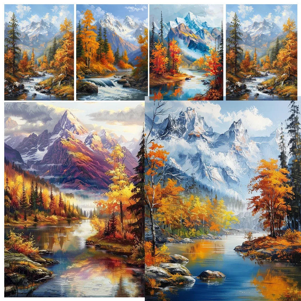 

Hand Painting Scenery Autumn Yellow Landscape Painting By Numbers Kit 40*50cm DIY Artwork Canva Art Home Decoration Gift