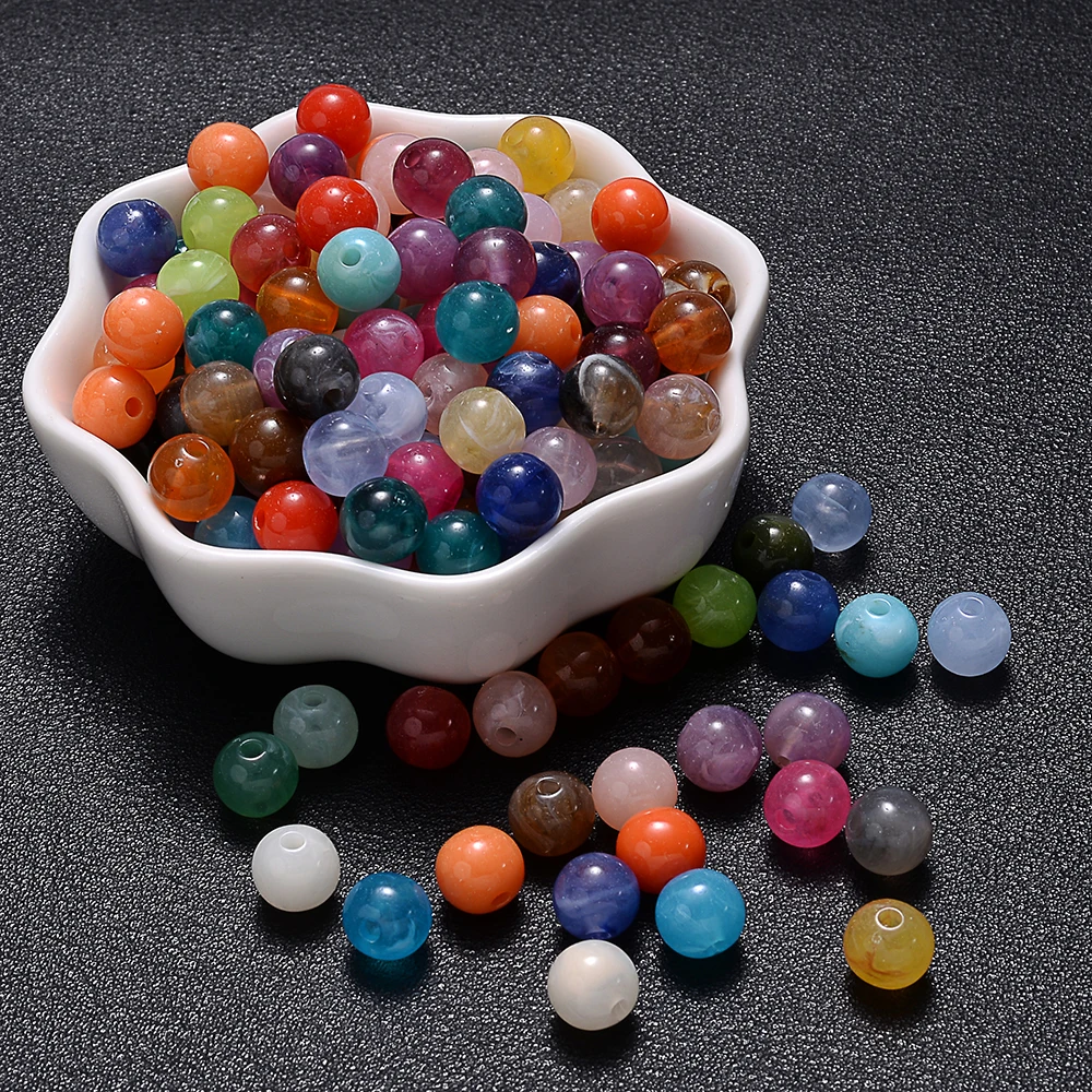 6-18mm Gradient Acrylic Beads Round Cat's Eye Loose Spacer Beads For Jewelry Making Diy Handmade Bracelet Necklace Accessories acrylic beads