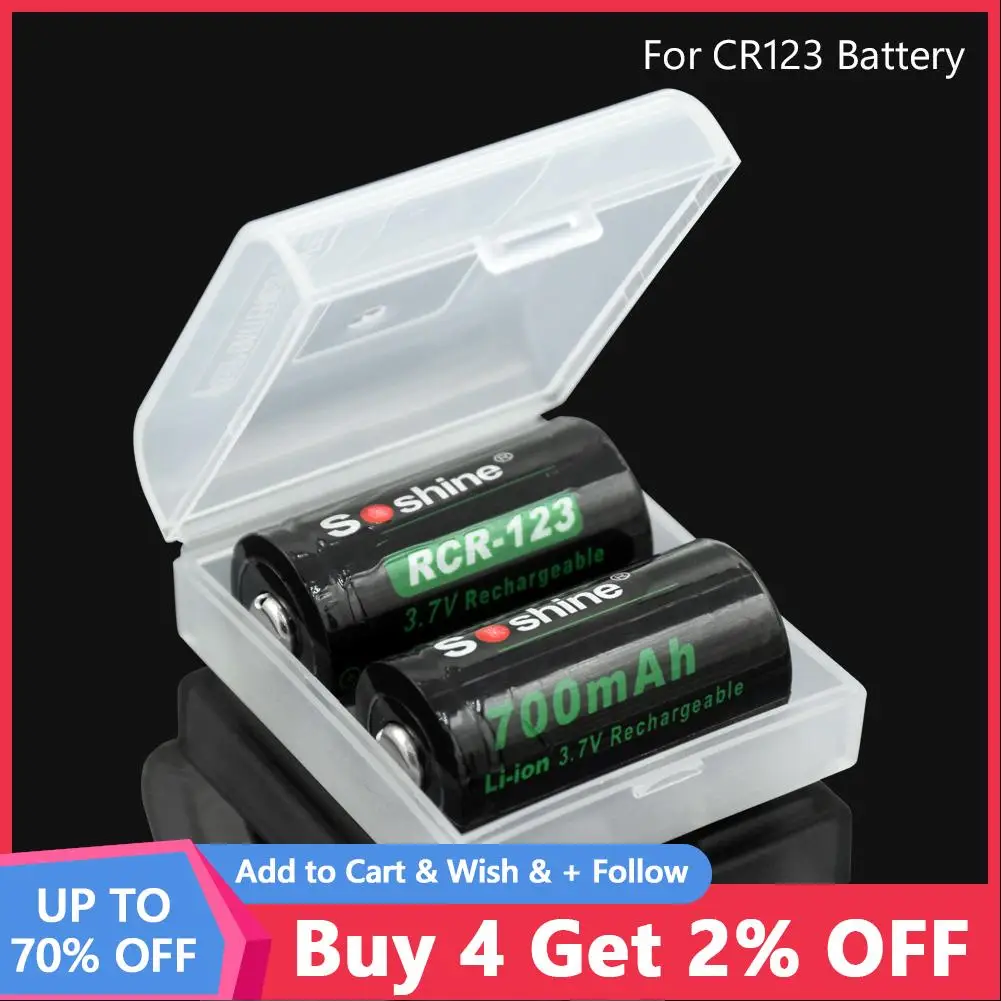 For Cr123 18350 6f22 26650 Battery Holder Storage Box 1 2 Slots Plastic