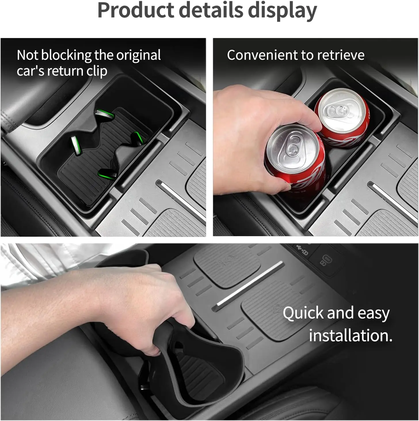 Cup pad Wireless Charger Mat For Hyundai Santa Fe 2024 Auto Interior Accessories Central armrest storage box PVC Mats Black ABS 3