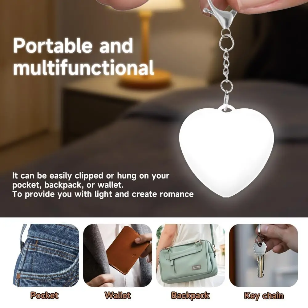 1/2 pièces sac à main coeur lumière LED sac à main lampe automatique mouvement activé sac à main en forme de coeur veilleuse pour les femmes Bah sac à main charme