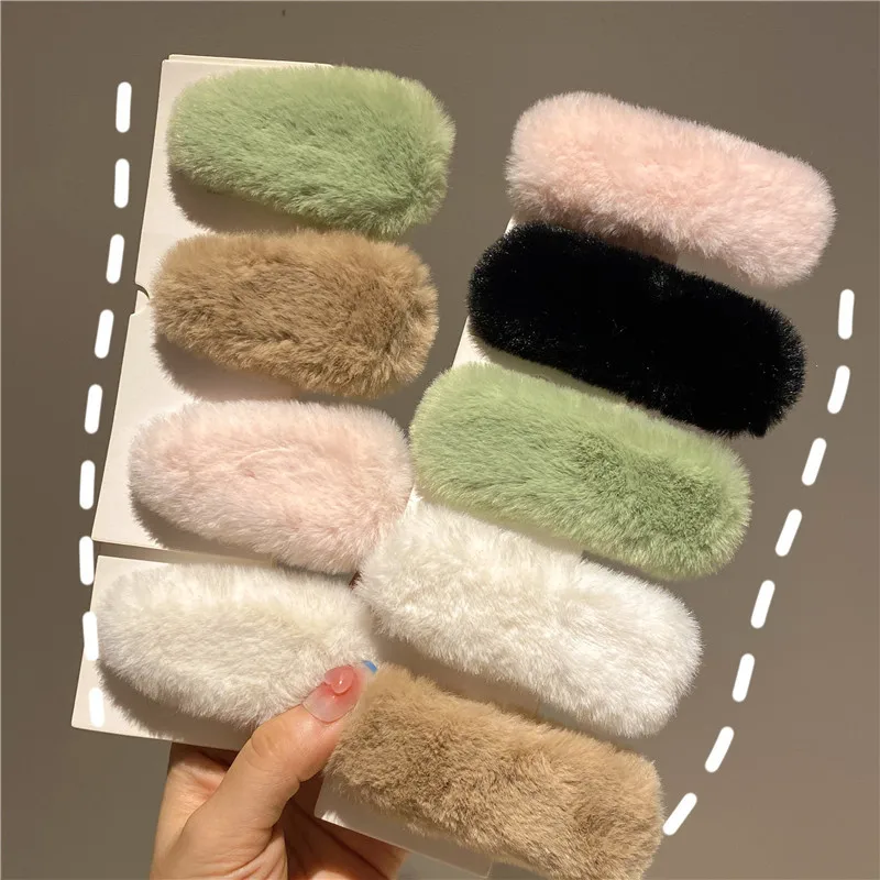 2Pcs Winter Plush Cute Hair Clip Grasping Lamb Children's Broken Hair Pin Clip Headwear Hair Accessories for Girls  Korean Style