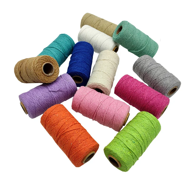 2mm 100M Colored Macrame Cord Sewing Cotton Rope String Twine Diy Macrame  Rope Ribbon Craft Handmade Party Bohemia Wedding Decor