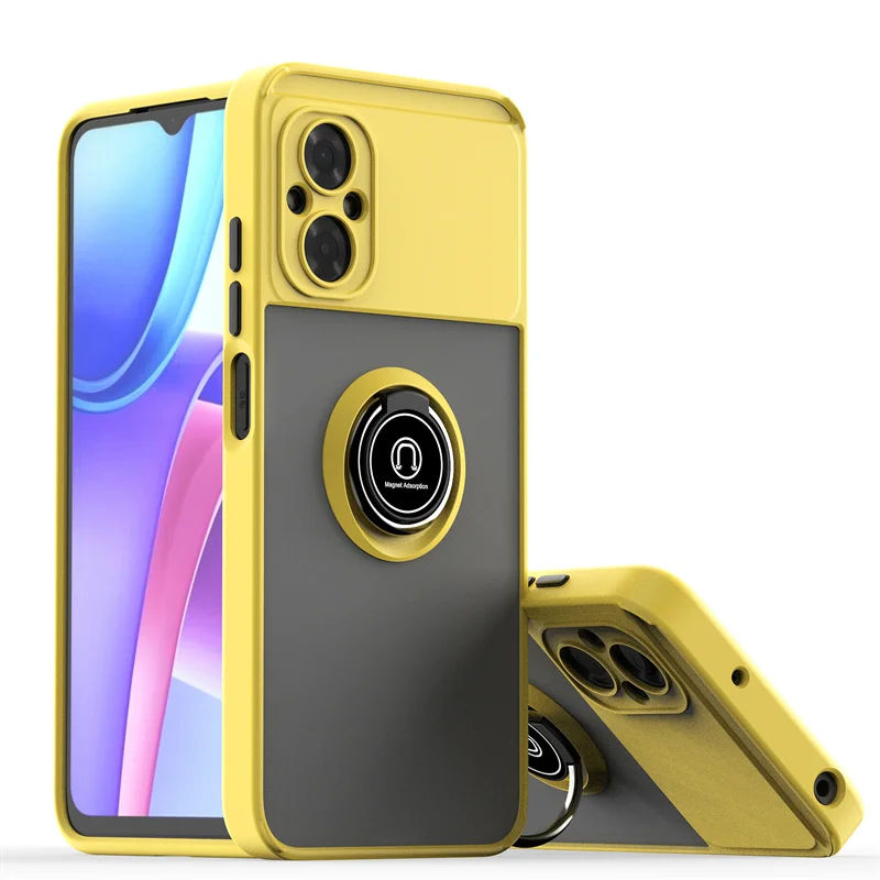 Shockproof Matte Armor Phone Case with Metal Ring Holder