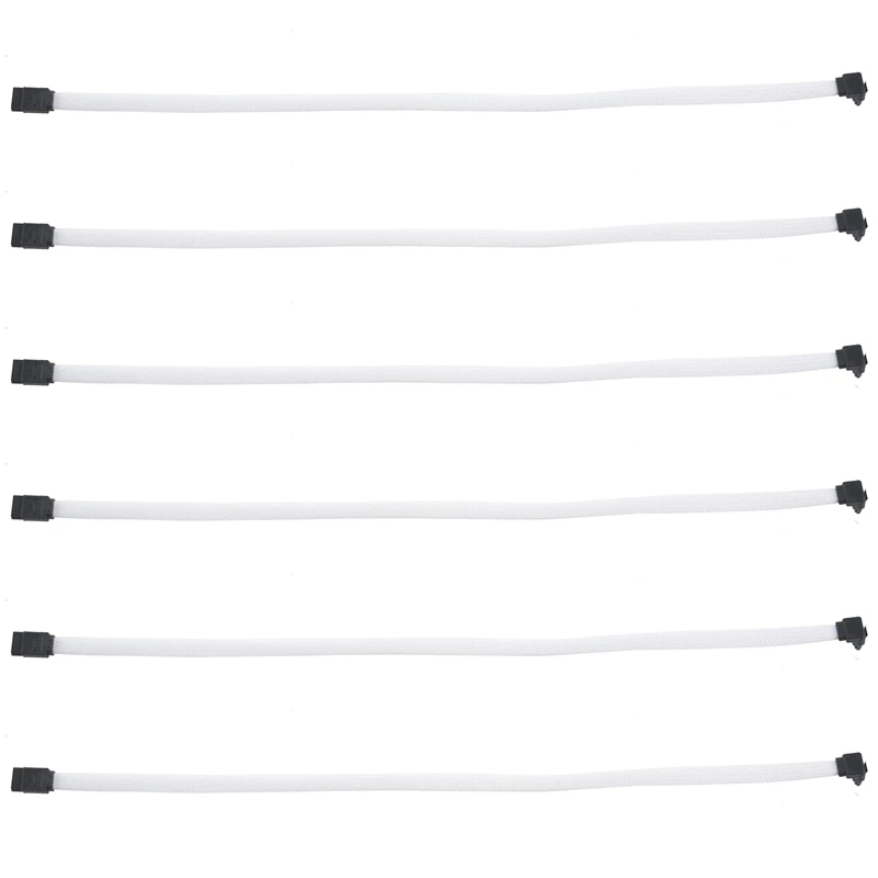 

6Pcs 50CM SATA 3.0 III SATA3 7Pin Data Cable Right Angle 6Gb/S SSD Cables HDD Hard Disk Data Cord(White)