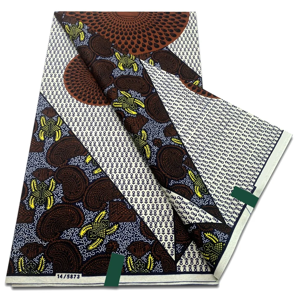 African wax fabric, clothing fabric 6yards Ankara Wax Fabric Veritable Soft Nigerian African Block Prints Wax Fabric Cotton Dutch Pagne For Women Sewing