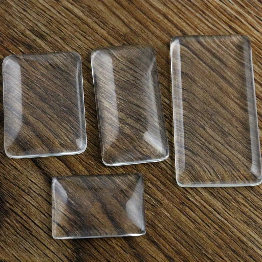 10x50mm 25x50mm 18x25mm 23x33mm 19x38mm 24x48mm 직사각형 플랫 백 투명 유리 카보숑, 고품질, 도매 프로모션