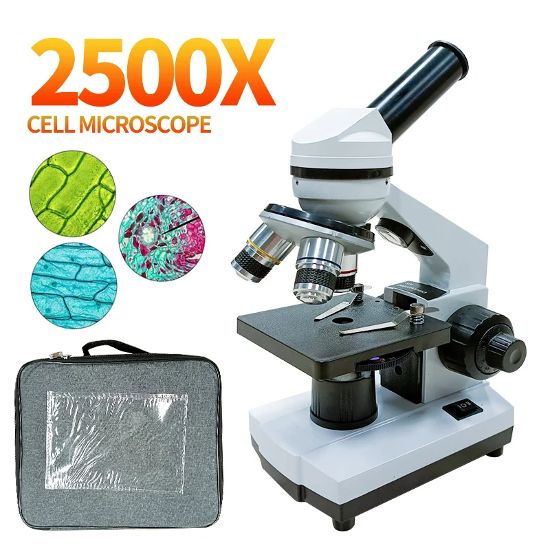 40X-2500X Microscopes With Slides Set Phone Adapter For Kids Students Adults