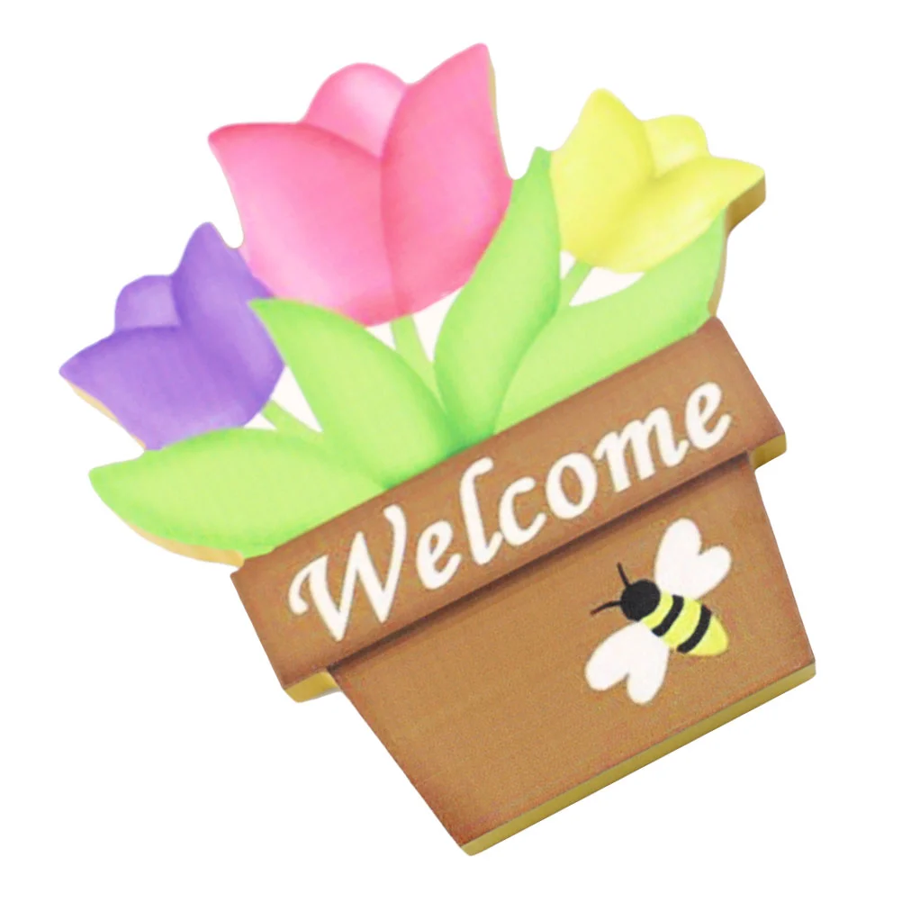 1pc Tulip Shaped Desktop Ornament Easter Wooden Tulips Flowers Craft Photo Prop |