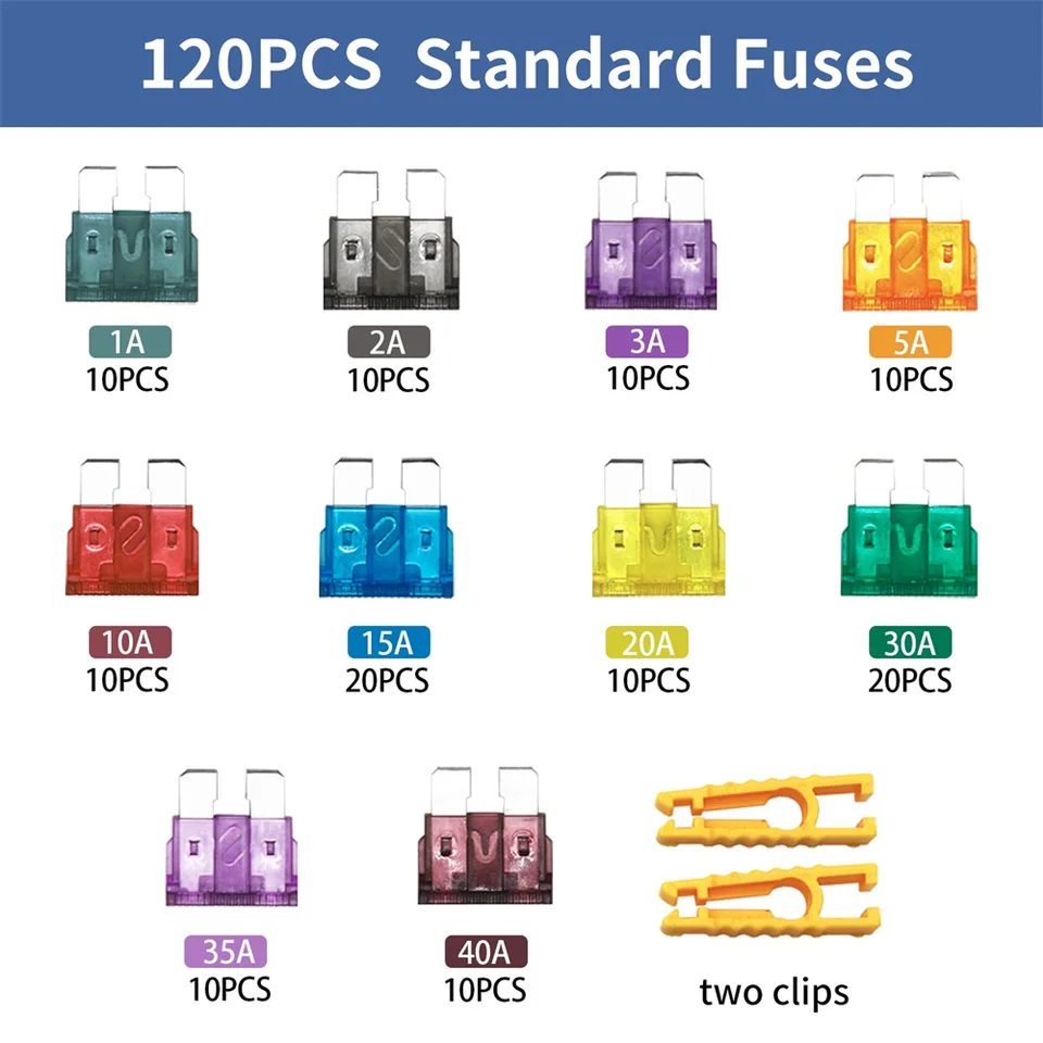 Kit Assortimento Fusibili Per Auto 140 Pezzi Tipo Lama Foglio