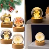 3D Round Ball Night Lamp Flower Crystal Ball Night Light with Wooden Base Office Home Decor Valentine's Day Gift for Men Women 1