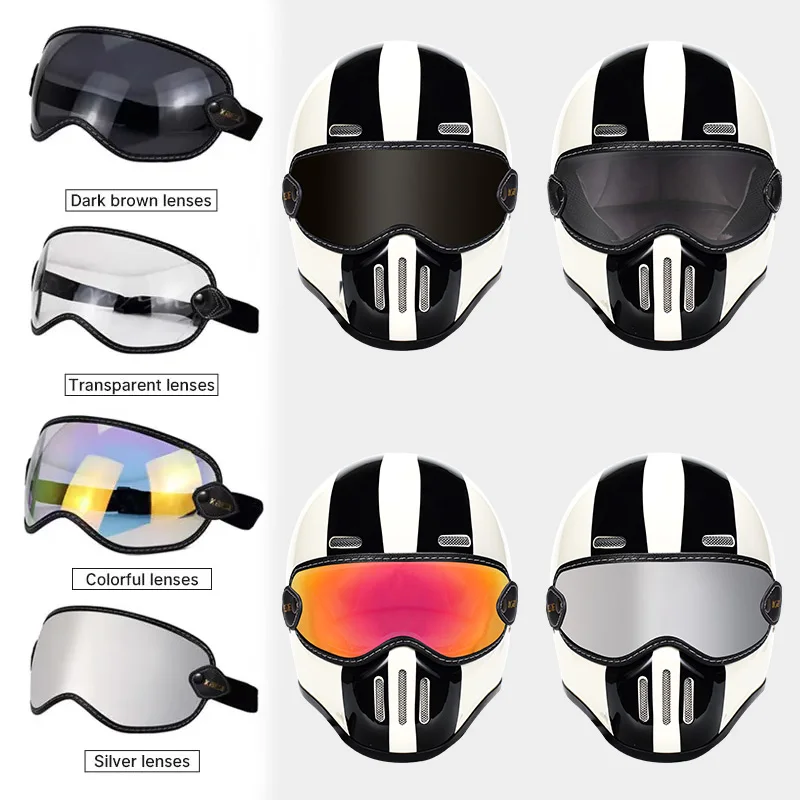 

Motorcycle Helmet Goggles Bubble Visor Outdoor Cycling Glasses Windproof Sandproof UV Protection Sunglasses Fit All Full Helmets