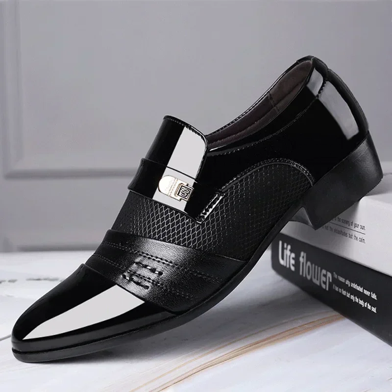 

Slip on Men Dress Shoes Men Oxfords Fashion Business Dress Men Shoes 2024 New Classic Leather Men'S Suits Shoes Man