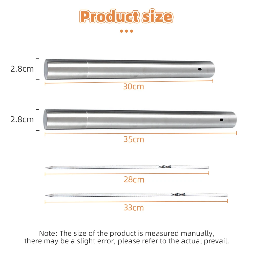 Barbecue Skewer Stainless Steel with Tube Reusable BBQ Needle Stick Skewers Kebab for Outdoor Camping Picnic Tools Cooking Tools