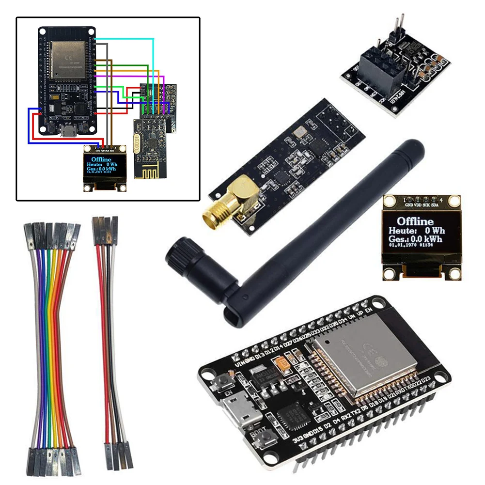 Open DTU For Hoymiles DIY Kit Display For ESP32 For NRF24L01 Antenne Socket Kabel Antenne Socket Kabel Plug Play Monitor Parts 3